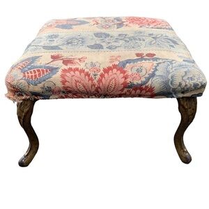 Antique Foot Stool Cast Iron Legs Victorian Cabriolet Cottagecore Vintage